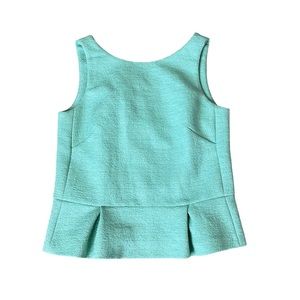 Tara Jarmon- Seafoam Green Textured Peplum Tank Top, Size 38